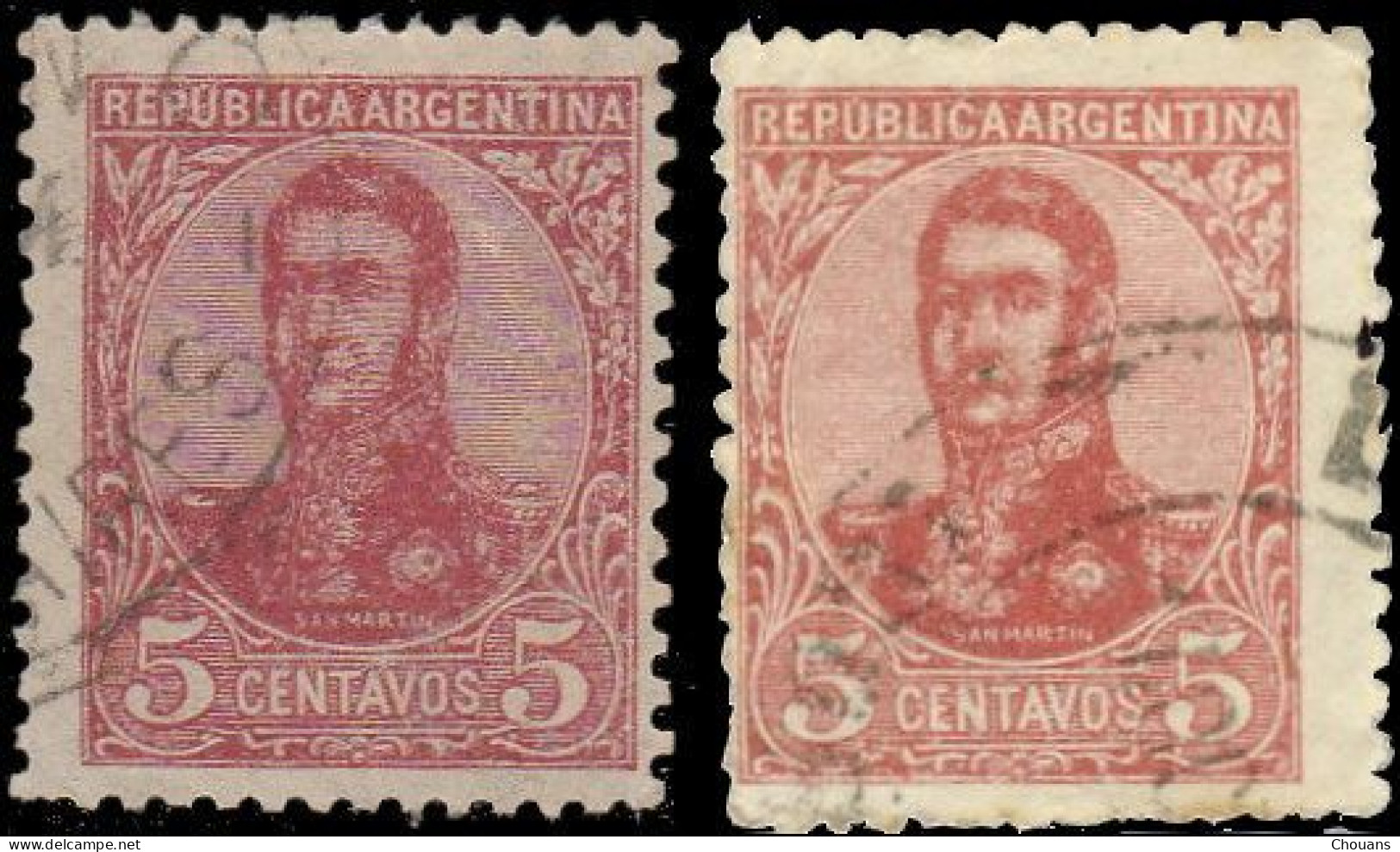 Argentine 1908. ~ YT 137 (par 2) - 5 C. San Martin - Gebraucht