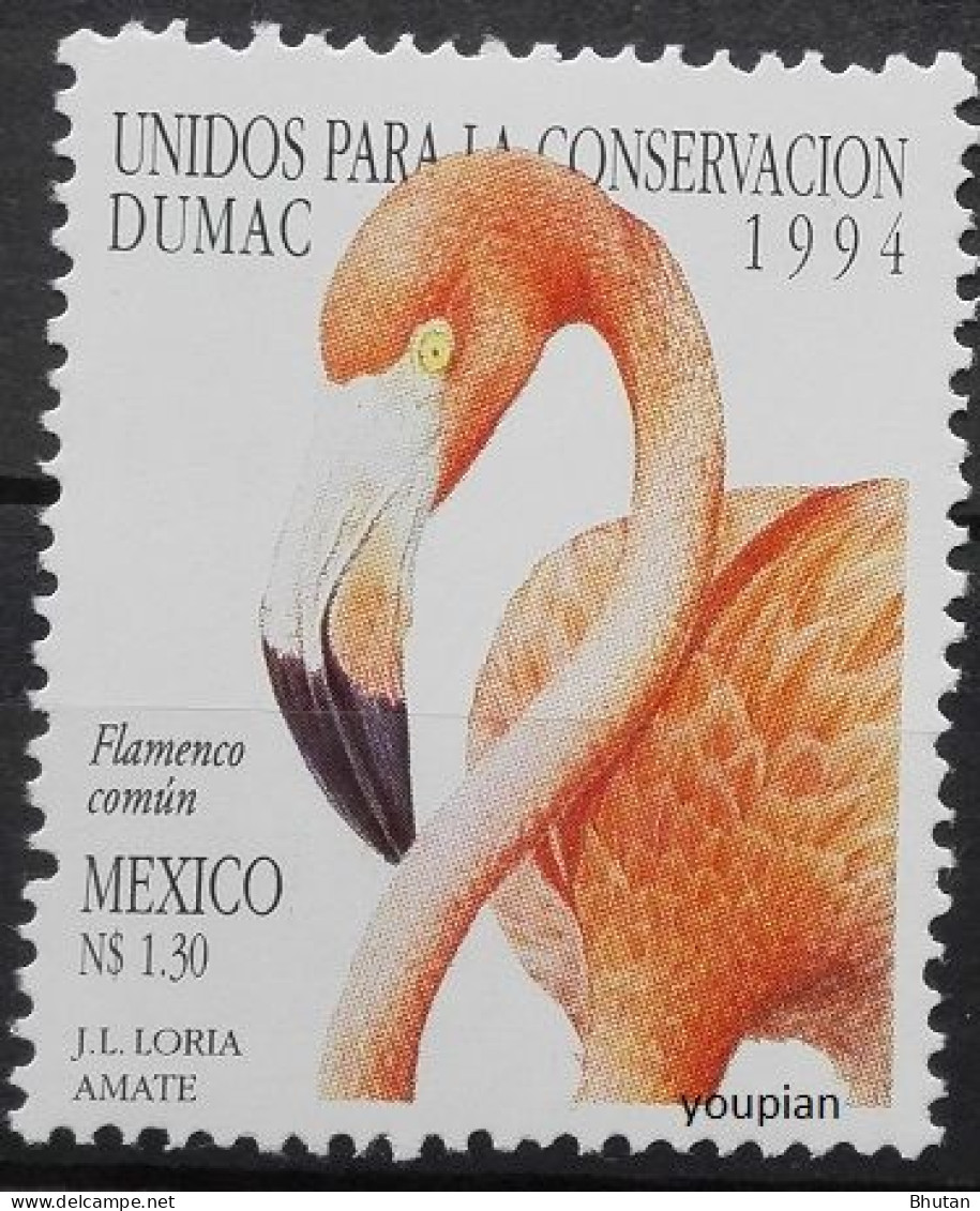 Mexico 1994, 20 Years Nature Protection Organization DUMAC - Flamingo, MNH Single Stamp - Mexico