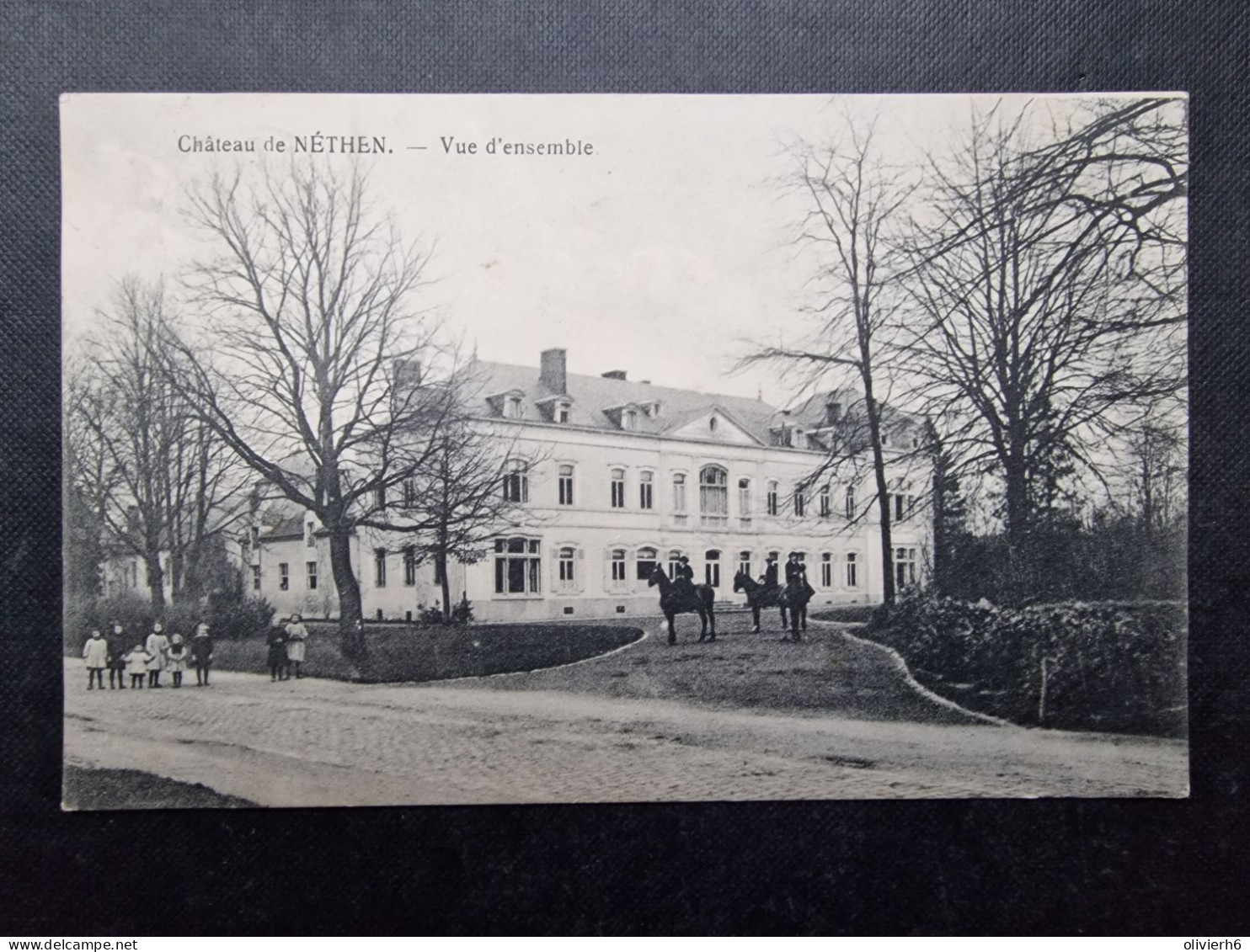 CP BELGIQUE (V1917) Château De NETHEN (2 Vues) Vue D'ensemble - Circulé 1919 - Cavaliers Chevaux - Graven