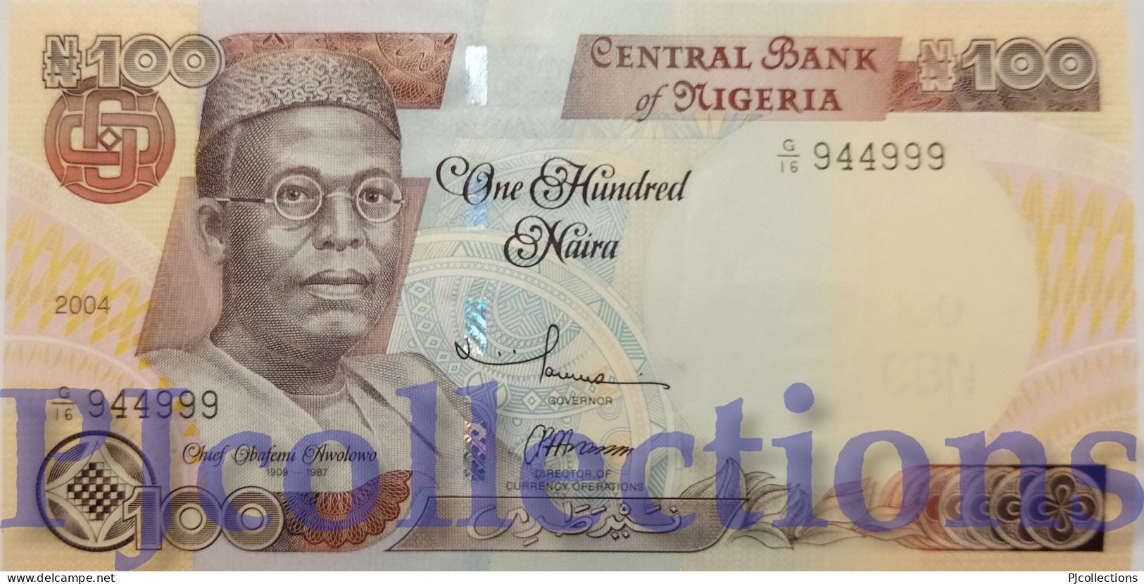 NIGERIA 100 NAIRA 2004 PICK 28d UNC GOOD SERIAL NUMBER "G/16 944999" - Nigeria