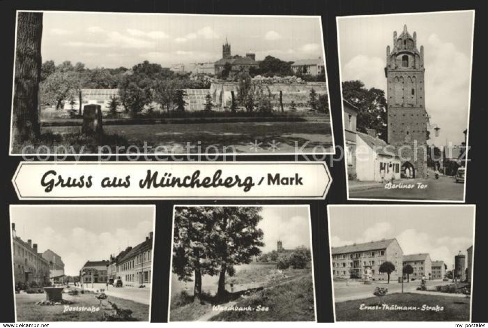 72350934 Muencheberg Panorama Berliner Tor Poststrasse Waschbanksee Ernst Thaelm - Müncheberg