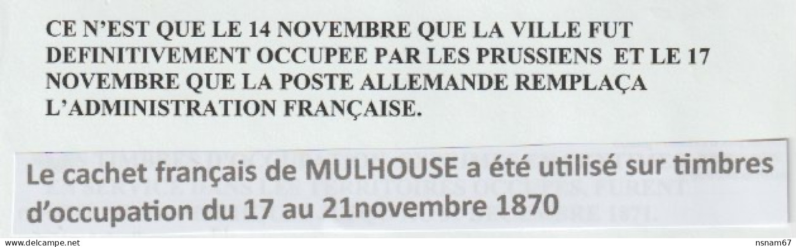 1285p - MULHOUSE Type 17 - 20 Novembre 70 - Sur 10 Ctes Alsace Lorraine - Durée 5 Jours - - Usados