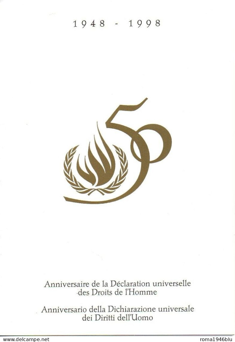 REPUBBLICA 1998 FOLDER 50 ANNIVERSARIO DIRITTI DELL'UOMO ITALIA E ONU GINEVRA - Paquetes De Presentación