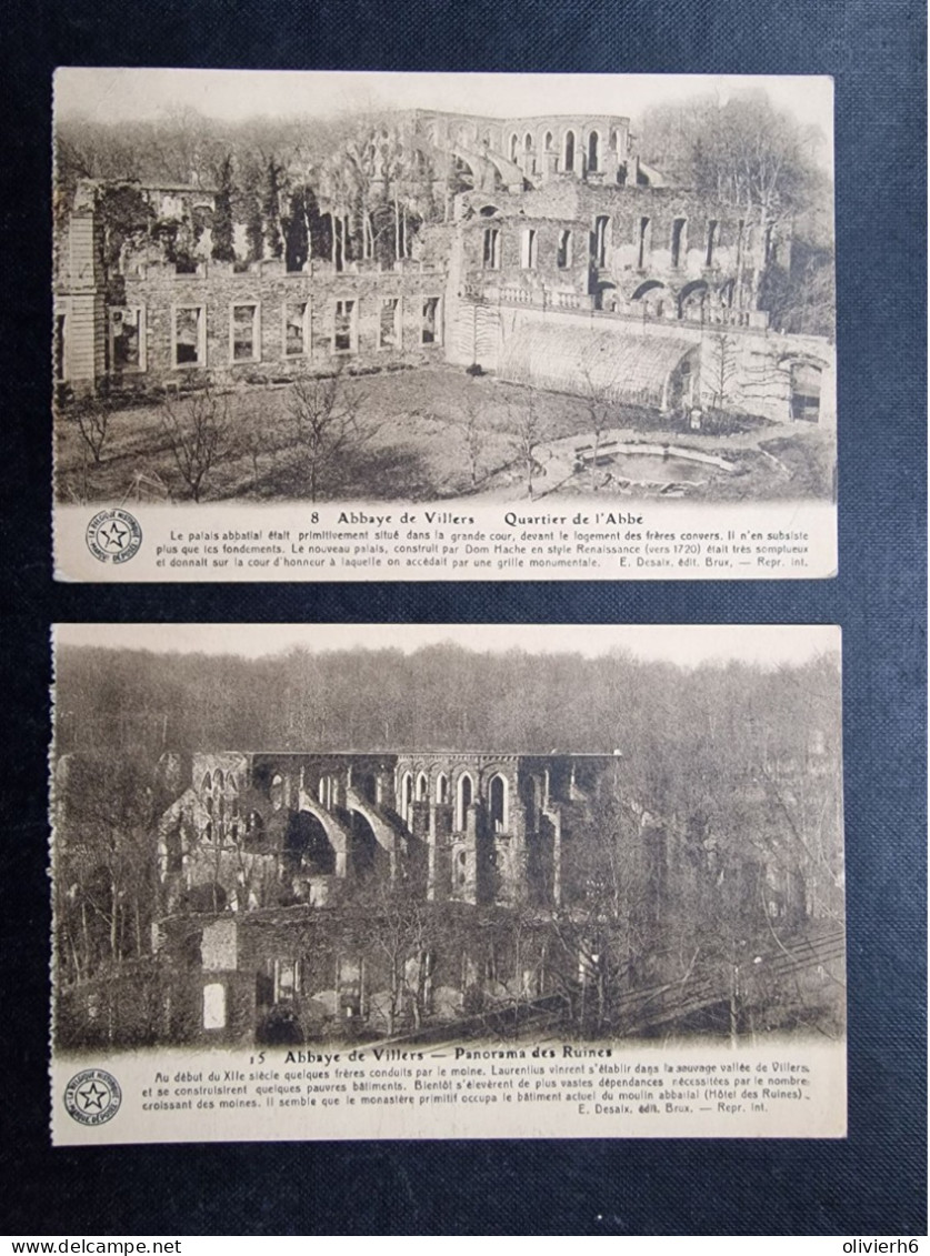 LOT 2 CP BELGIQUE (V1917) ABBAYE DE VILLERS (2 Vues) Panorama Des Ruines Quartier De L'Abbé - Villers-la-Ville