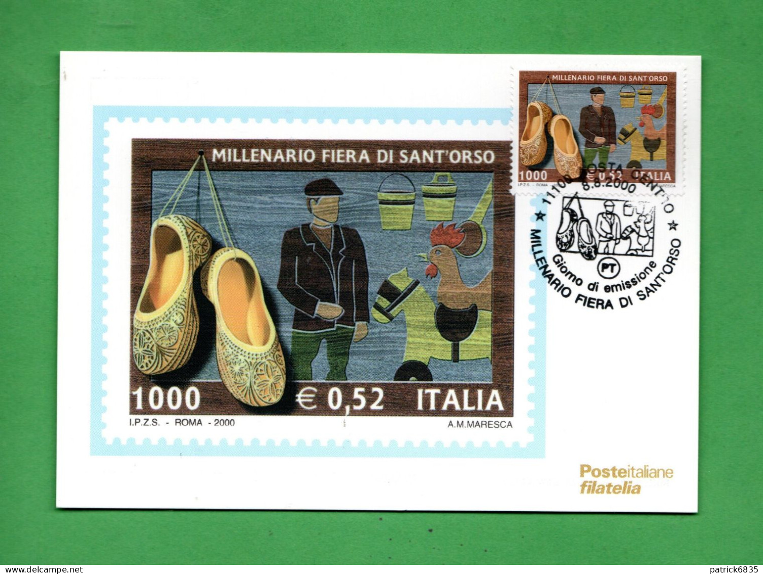 (ScC) Italia °- 2000 - Cartolina Filatelica - Millenaria Fiera Di Sant'Orso ESTIVA. Annullo  08/08/2000 - Demonstrations