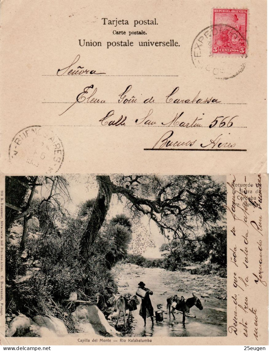 ARGENTINA 1903  POSTCARD SENT TO  BUENOS AIRES - Cartas & Documentos