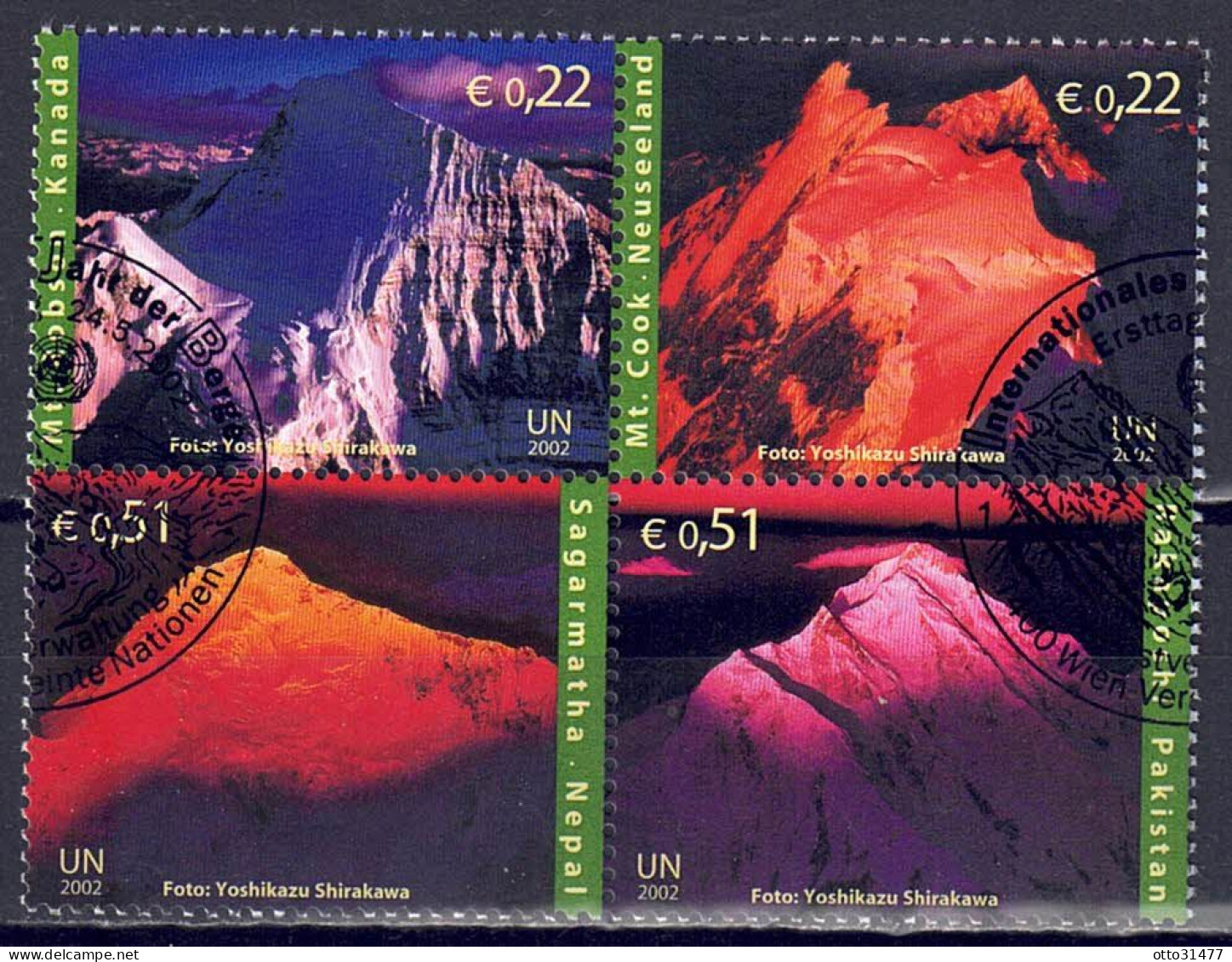 UNO Wien 2002 - Jahr Der Berge, Nr. 363 - 366 Zd., Gestempelt / Used - Used Stamps