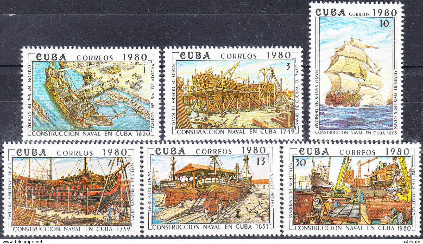 CUBA 1980, SHIPS, HISTORY Of CUBAN SHIPBUILDING, COMPLETE MNH SERIES With GOOD QUALITY, *** - Nuevos