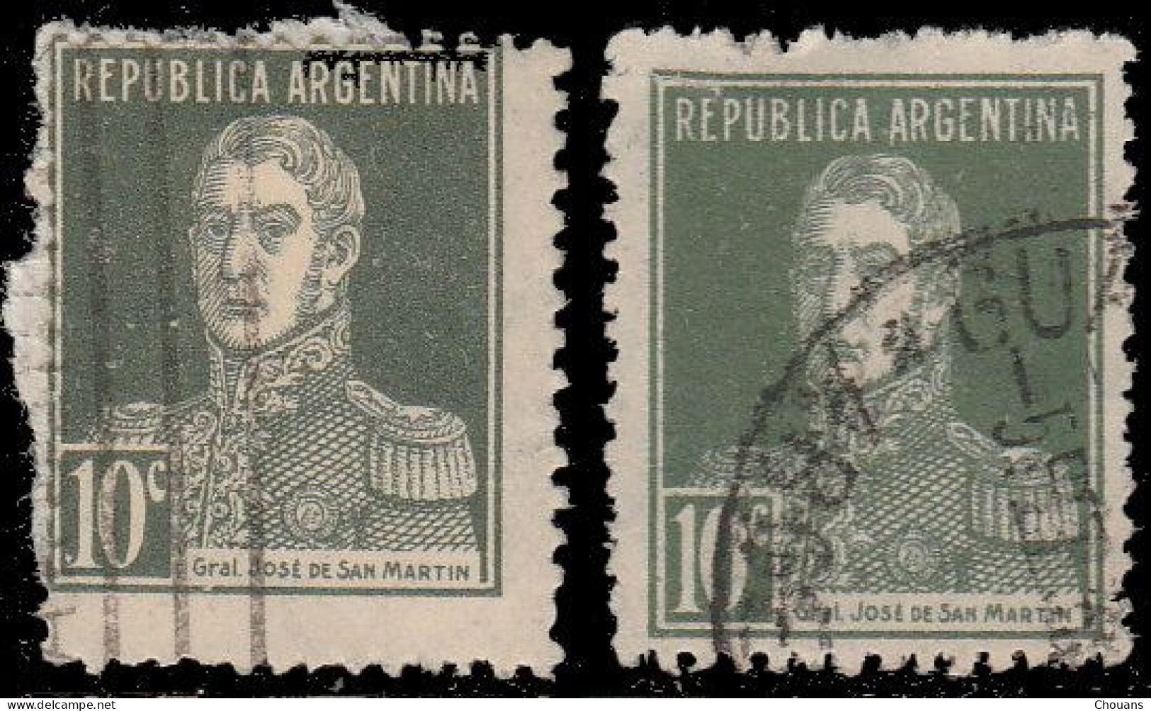 Argentine 1923. ~ YT 302 (par 2) - 10 C .San Martin - Usati