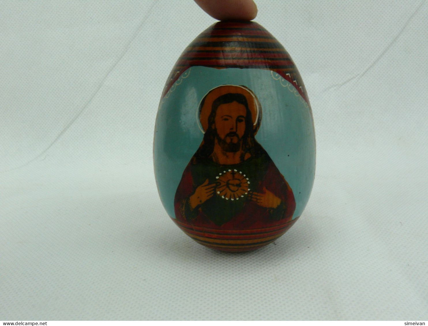 Beautiful Hand Painted Wooden Egg Ortodox Icon #2274 - Eggs