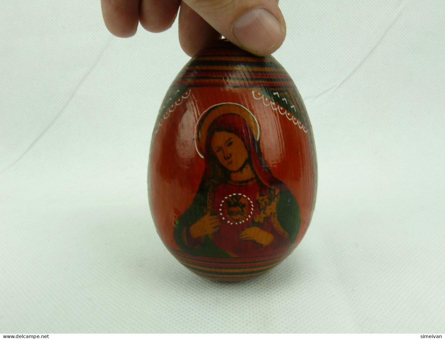 Beautiful Hand Painted Wooden Egg Ortodox Icon #2274 - Huevos