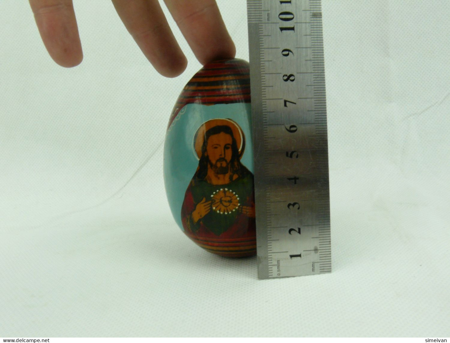 Beautiful Hand Painted Wooden Egg Ortodox Icon #2274