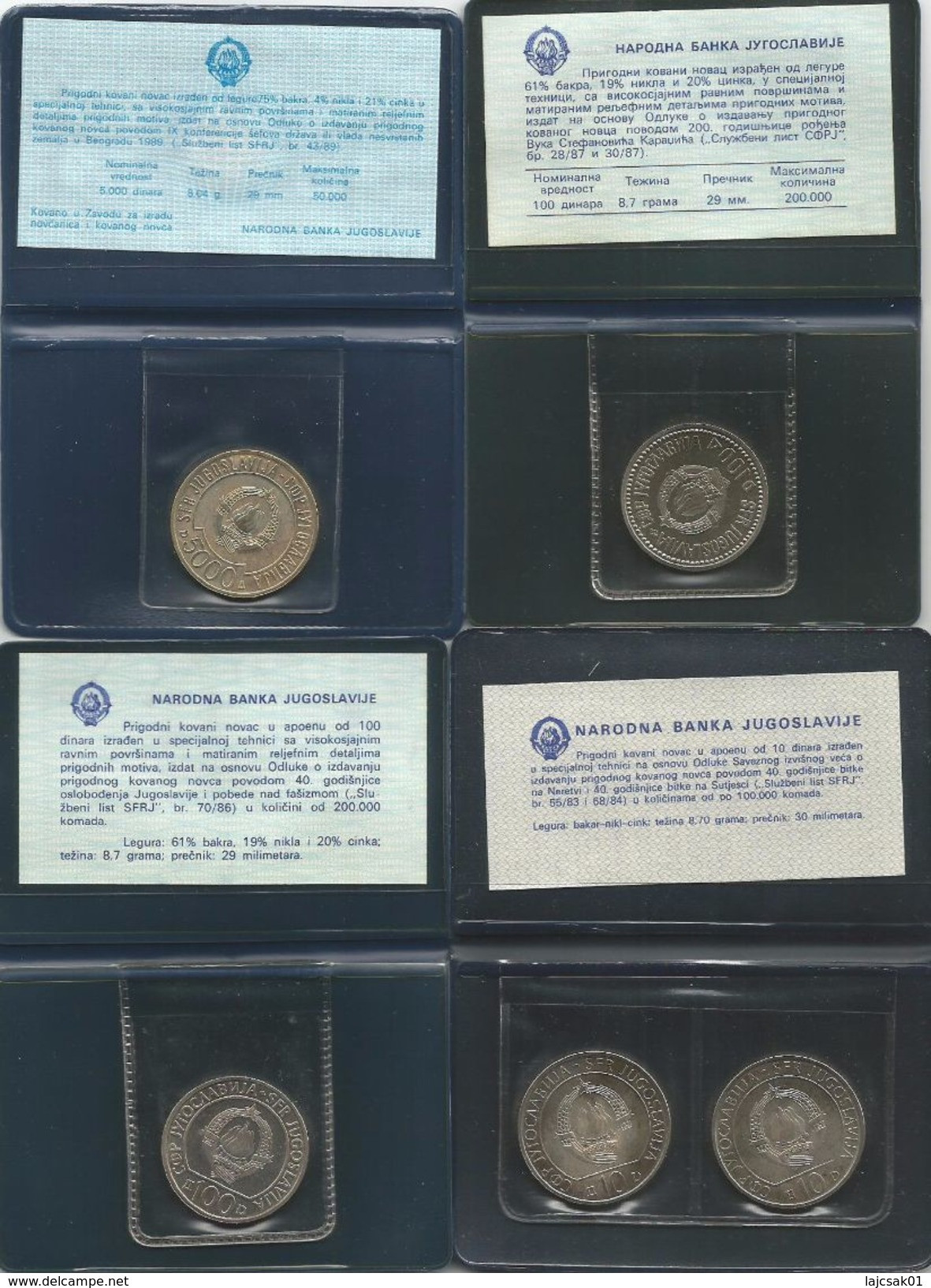 Yugoslavia 1983-1989  Commemorative Coins In Original Pack. - Yougoslavie