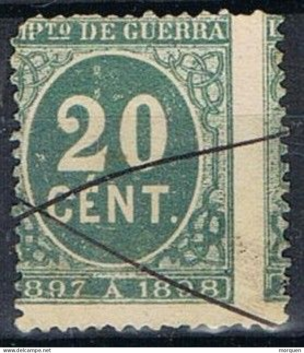 Sello 20 Cts IMPUESTO De GUERRA 1897, VARIEDAD Gran Descentrado, Salto Peine,  Num 235 º - Impots De Guerre