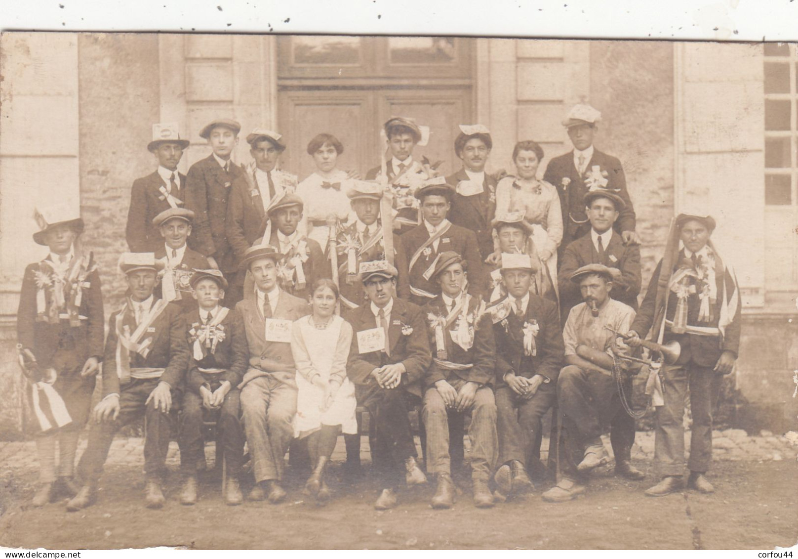 49 - St GEORGES Sur LOIR : Groupe De Conscrits - Carte Photo Ss Mention De Photographe - Même Provenance - Rare. - Saint Georges Sur Loire