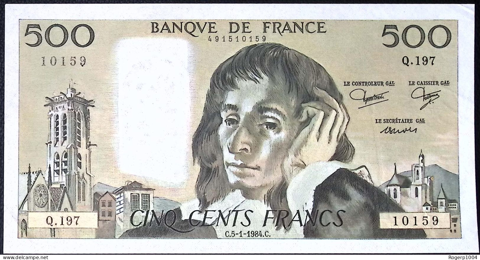 FRANCE * 500 Francs * Pascal * 05/01/1984 * Fay 71.30 * Etat/Grade SUP+/XXF * - 500 F 1968-1993 ''Pascal''