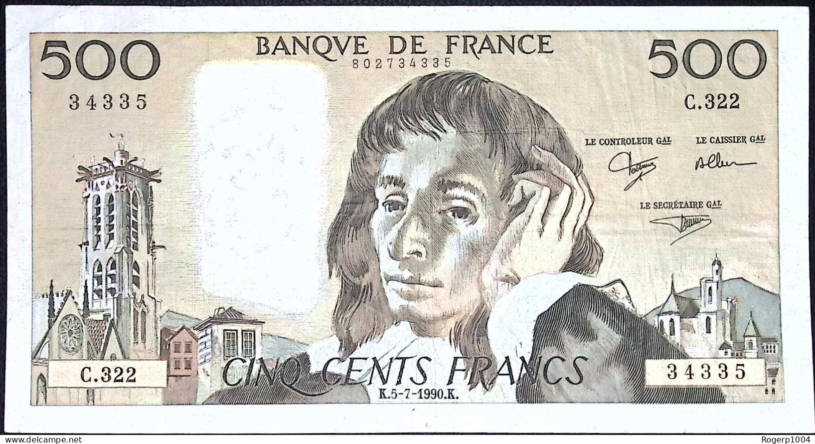 FRANCE * 500 Francs * Pascal * 05/07/1990 * Fay 71.30 * Etat/Grade TTB/VF * - 500 F 1968-1993 ''Pascal''