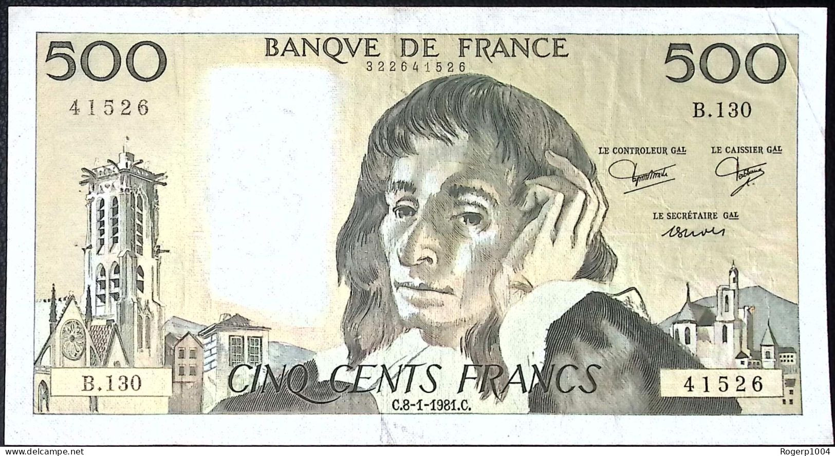 FRANCE * 500 Francs * Pascal * 08/01/1981 * Fay 71.23 * Etat/Grade TTB+/XF * - 500 F 1968-1993 ''Pascal''