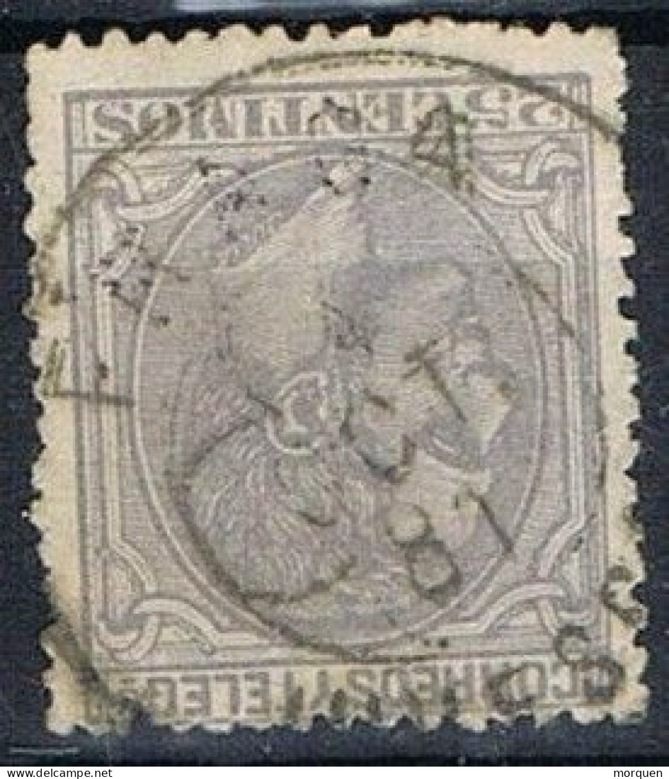 Sello 25 Cts Alfonso XII, Fechador Trebol De FRAGA (Huesca), Num 204 º - Used Stamps