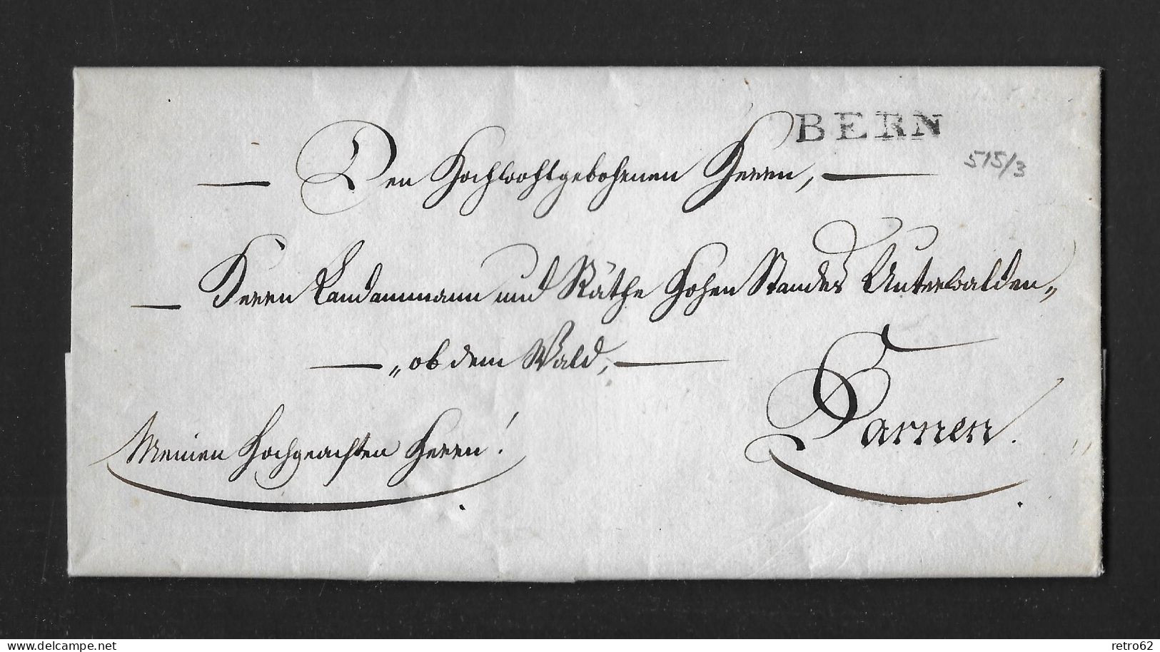 1822 HEIMAT BERN ► Siegel-Brief BERN 18.März 1822, Brief Nach SARNEN "ob Dem Wald"    ►Winkler 515/3◄ - ...-1845 Préphilatélie