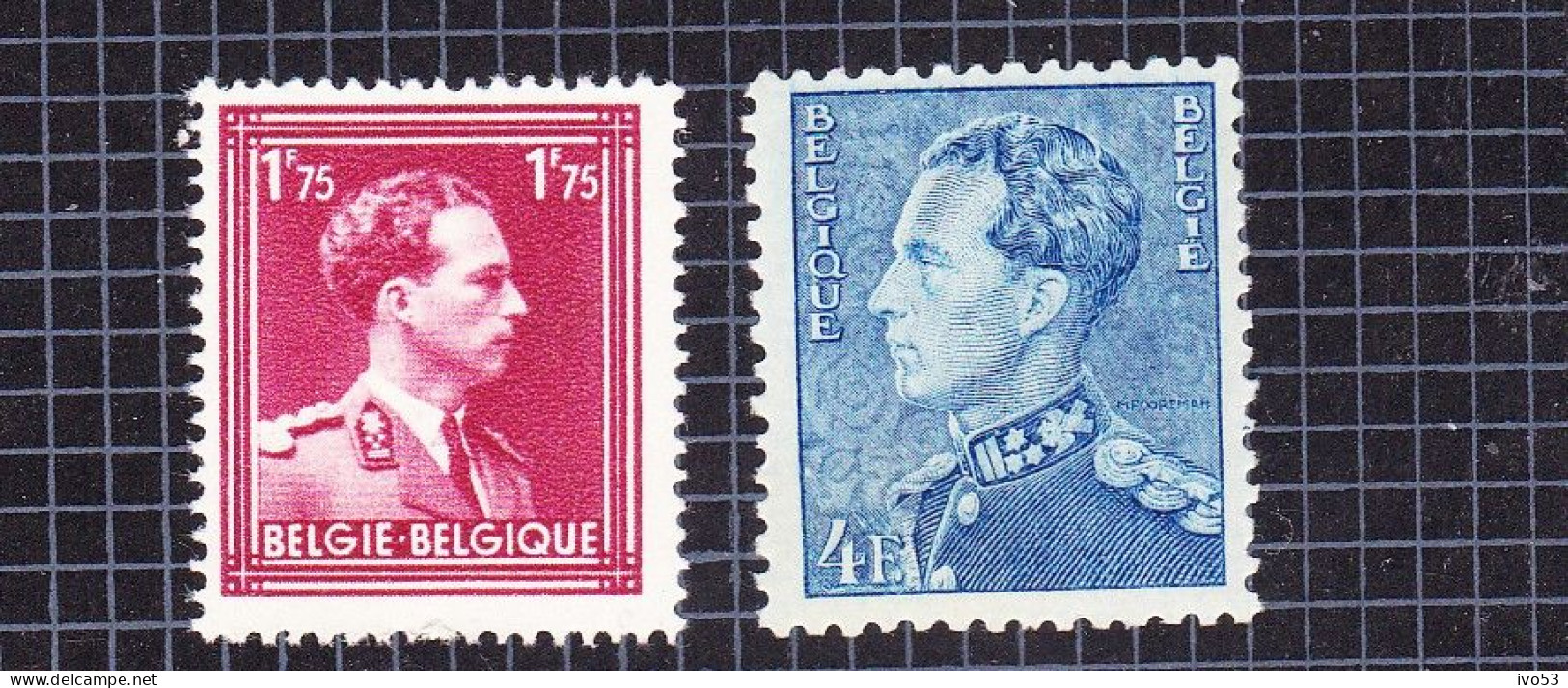 1950 Nr 832-33** Zonder Scharnier.Leopold III.Open Kraag & Poortman. - 1936-1951 Poortman