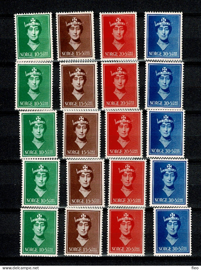 1939 NORVEGE 5 X Serie  Yvert 195-98 ** MNH - Nuovi