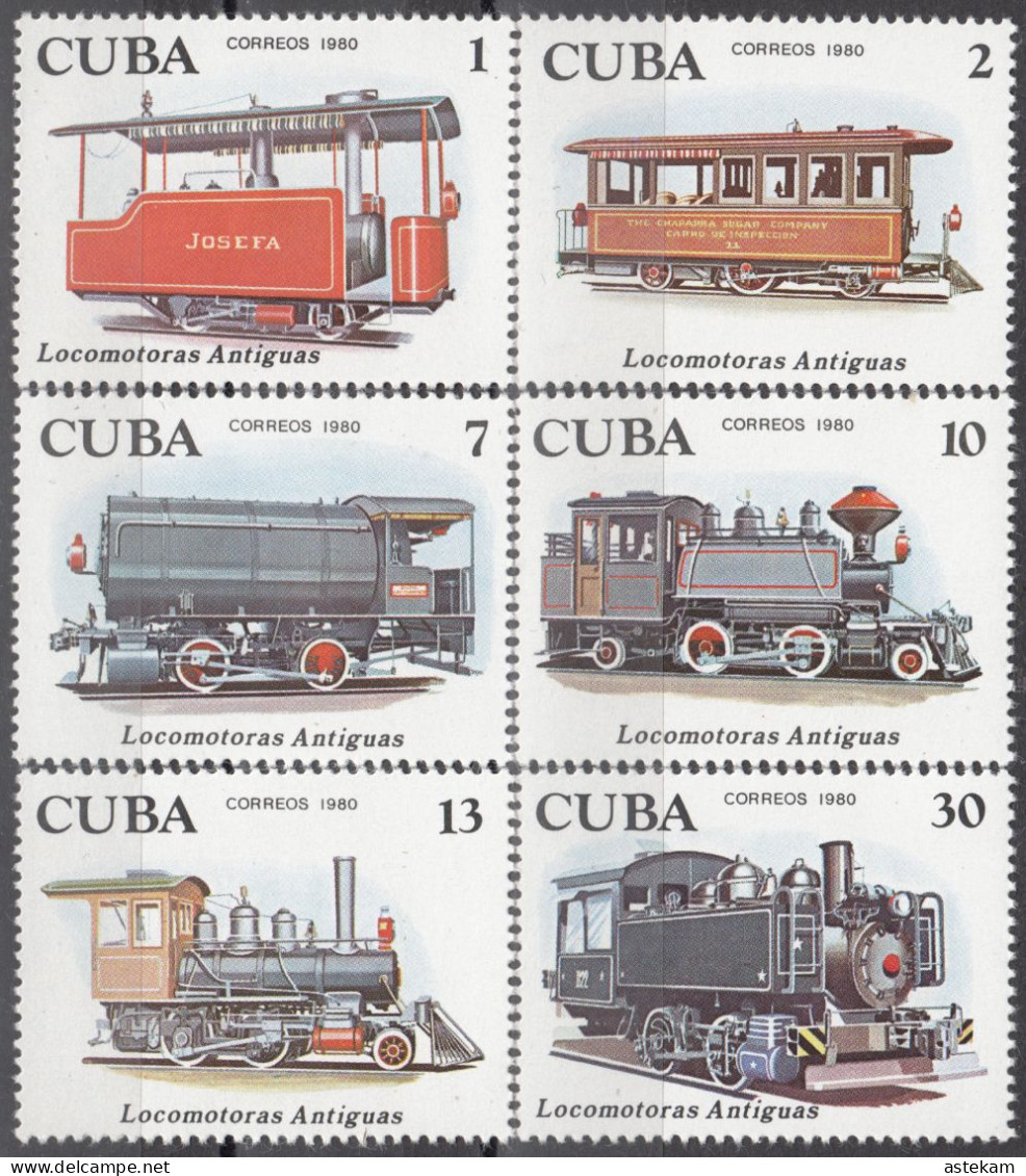 CUBA 1980, ALT LOCOMOTIVES, COMPLETE MNH SERIES With GOOD QUALITY, *** - Nuevos