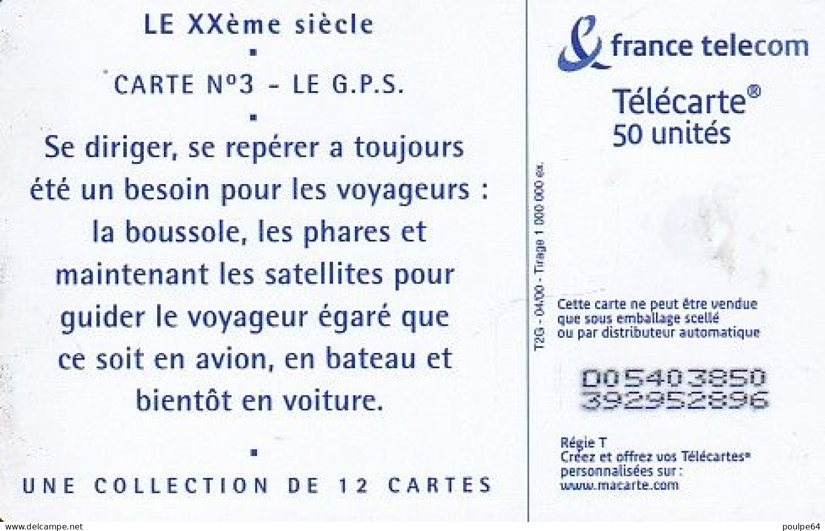 F1058  04/2000 - XXe SIÈCLE " Le GPS "  - 50 OB2 - 2000