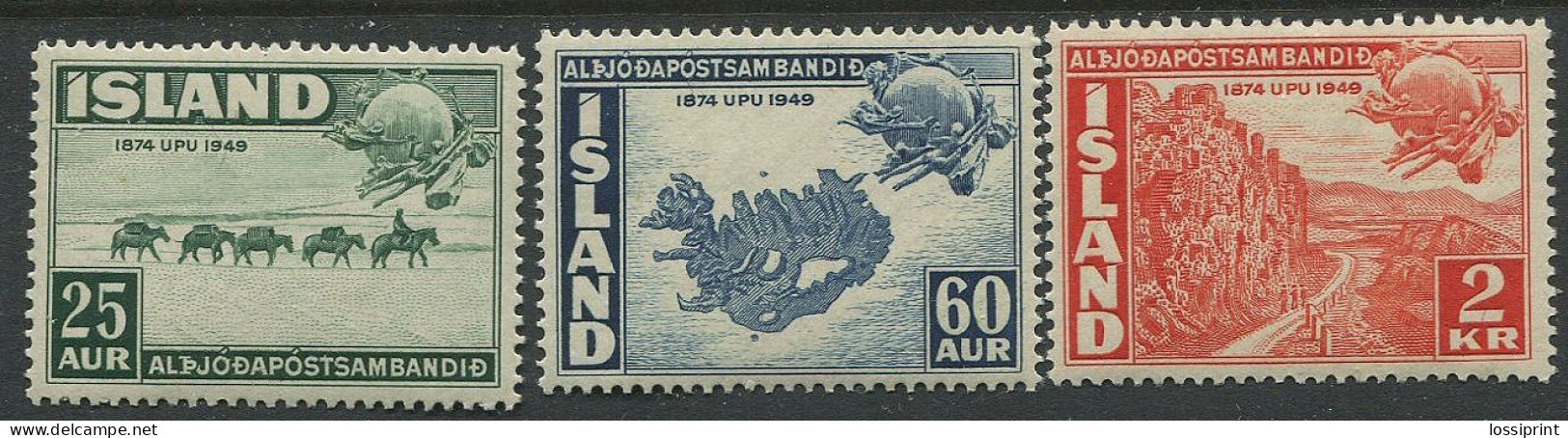 Iceland:Island:Unused Stamps 1874-1949 UPU, Horses, Land Map, MNH - Nuevos