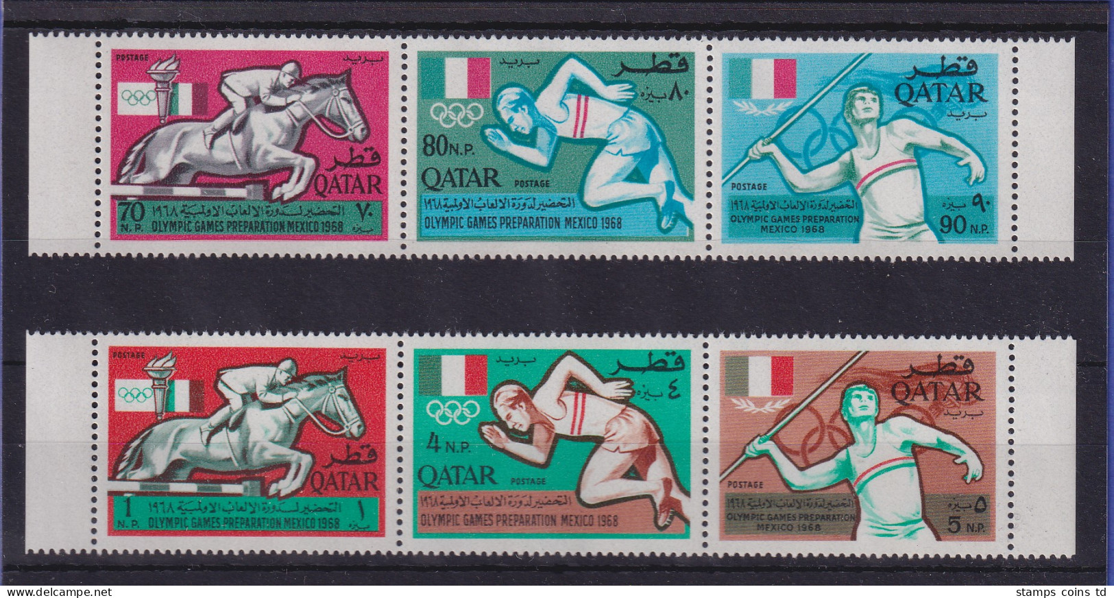 Qatar 1966 Olympische Spiele Mexiko 1968 Mi.-Nr. 135-140 A Postfrisch ** - Qatar