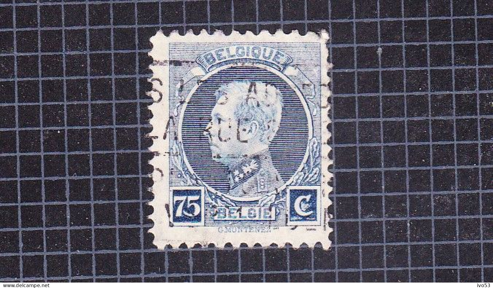 1922 Nr 213A:gestempeld.T:11 1/2 X 12 1/2.Koning Albert I.Montenez. - 1921-1925 Petit Montenez