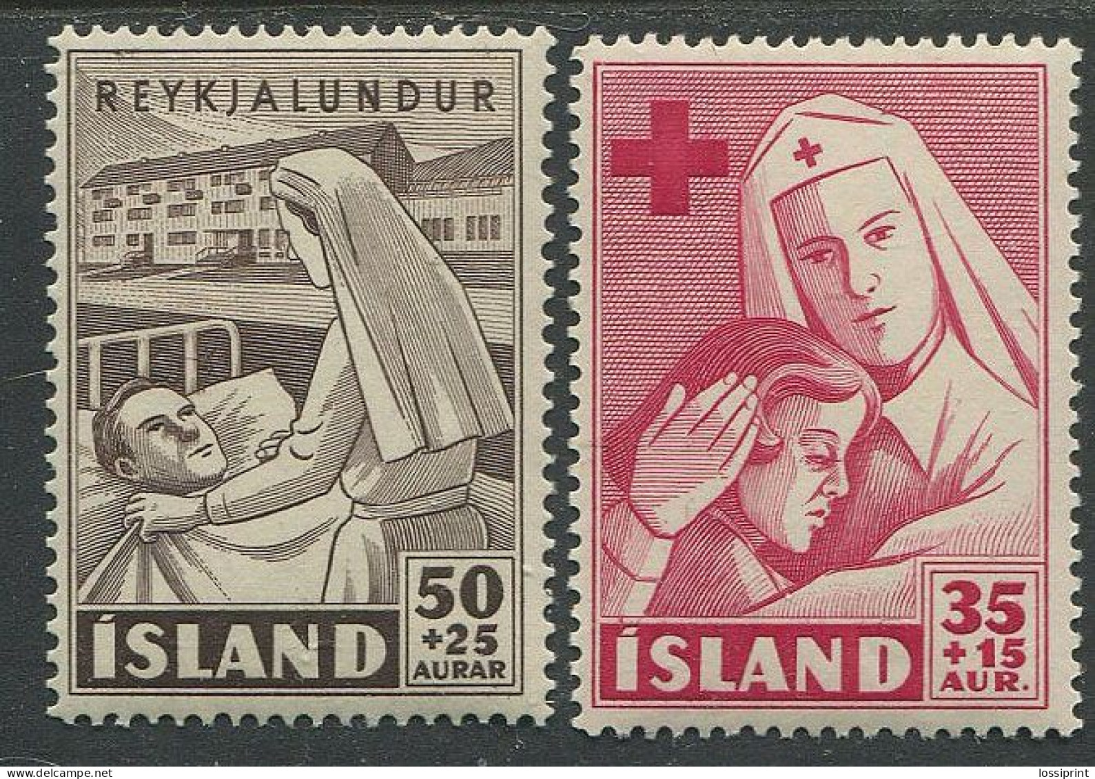 Iceland:Island:Unused Stamps Red Cross, Nurses, 1949, MNH - Ungebraucht