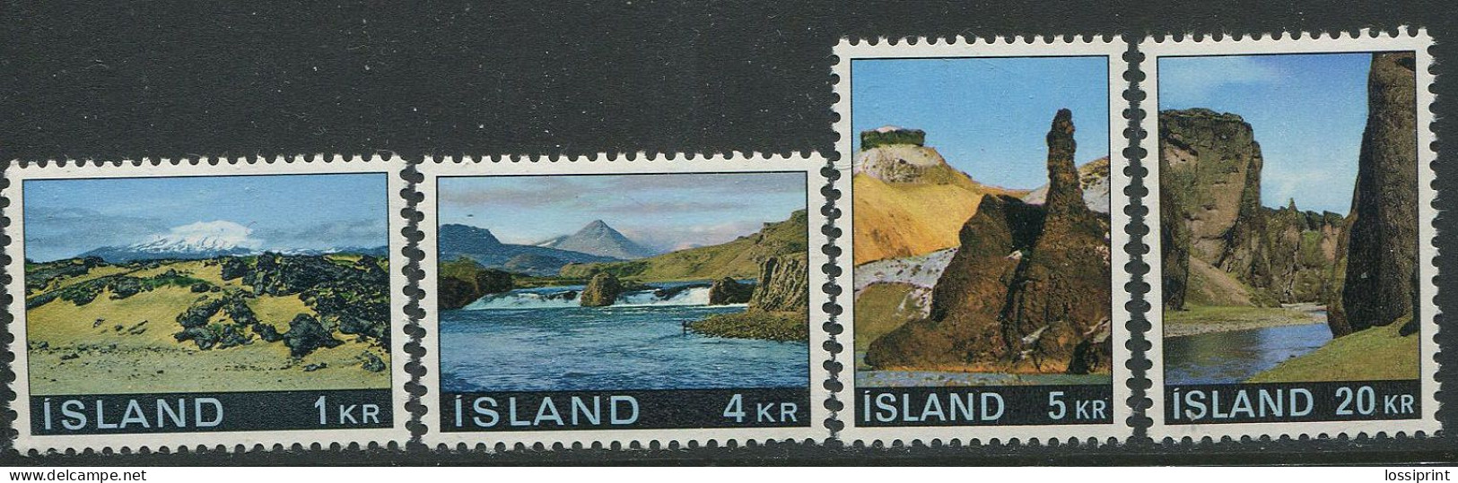 Iceland:Island:Unused Stamps Landscapes, Waterfall, MNH - Ongebruikt