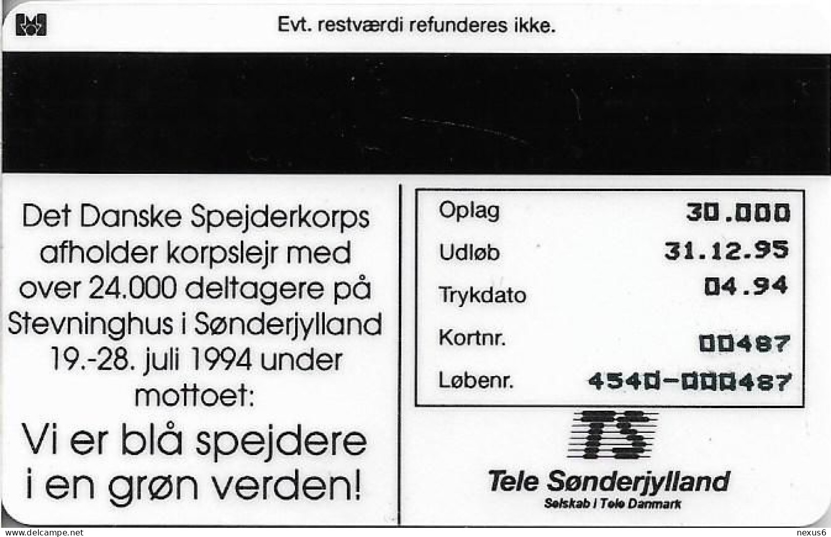 Denmark - TS - Blue Summer Scout Camp - TDTS012 - 04.1994, 30Kr, 30.000ex, Used - Danimarca