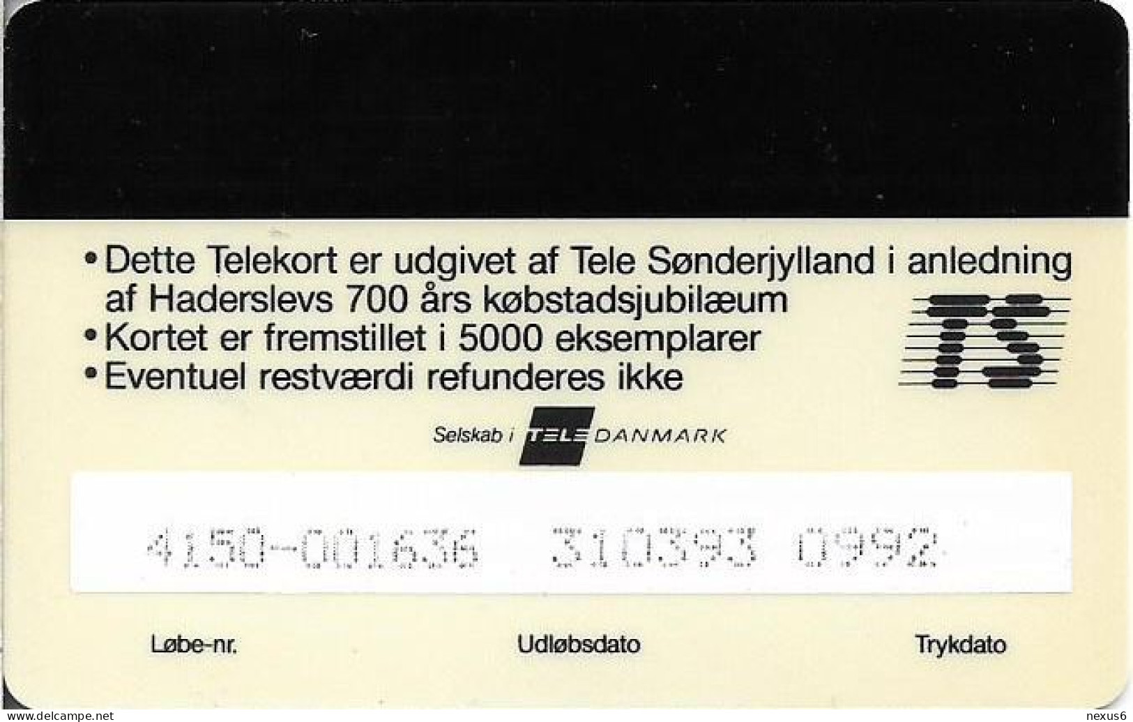 Denmark - TS - Haderslev 700 Years - TDTS002 - 09.1992, 50kr, 5.000ex, Used - Danimarca