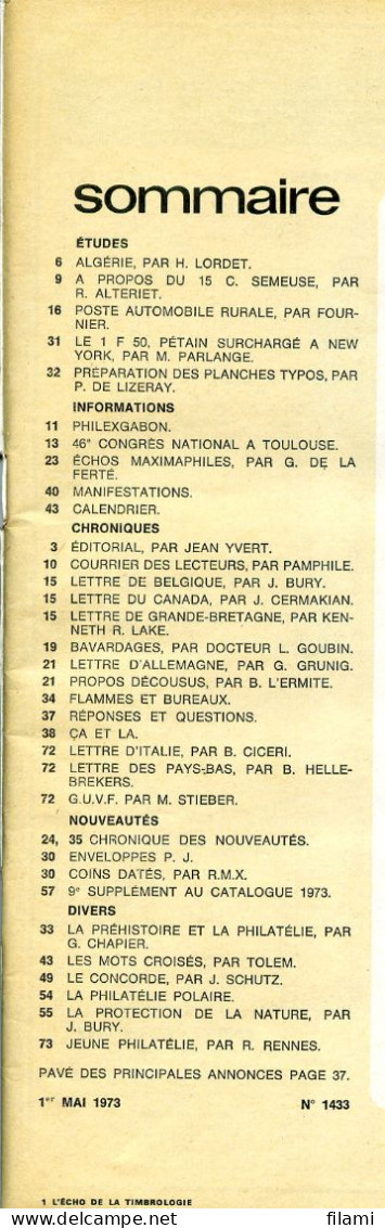 L'écho De La Timbrologie,poste Automobile,obliteration Algerie,15c Semeuse,Pétain Surchargé,occup Menton,carnet Publicit - Francesi (prima Del 1940)