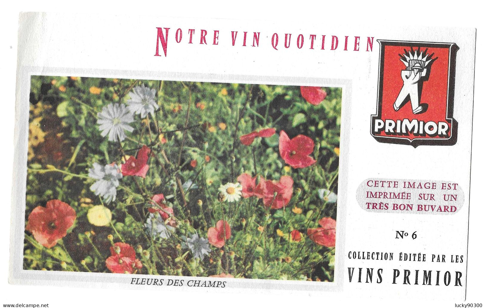 BUVARD VINS PRIMIOR - N° 6 - FLEURS DES CHAMPS - DIMENSIONS 20 X 12 - F