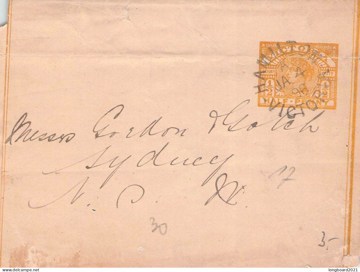 VICTORIA -  WRAPPER HALF PENNY 1898 HAMILTON / 5193 - Lettres & Documents