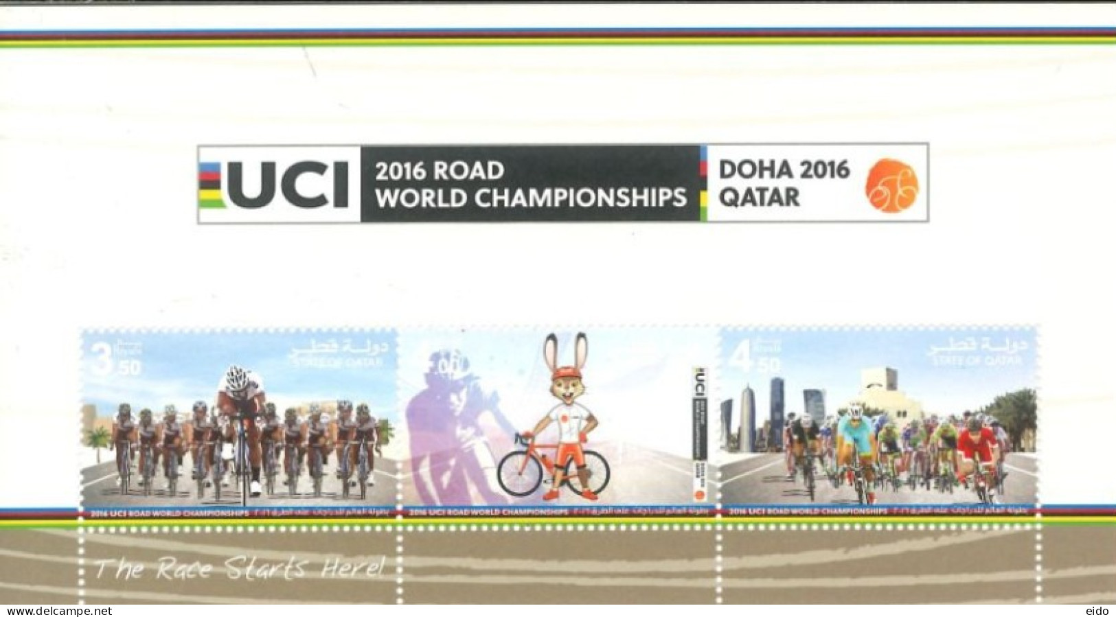 QATAR  -  2016, MINIATURE STAMPS SHEET OF 2016 UCI ROAD WORLD CHAMPIONSHIPS, UMM (**). - Qatar