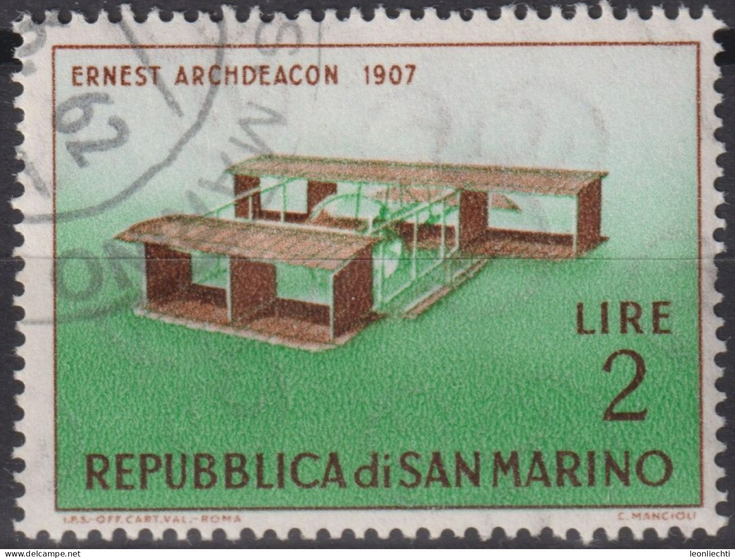 1962 San Marino ° Mi:SM 720, Sn:SM 510, Yt:SM 543, Archdeacon-Voisin Boxkite Float Glider - Usados