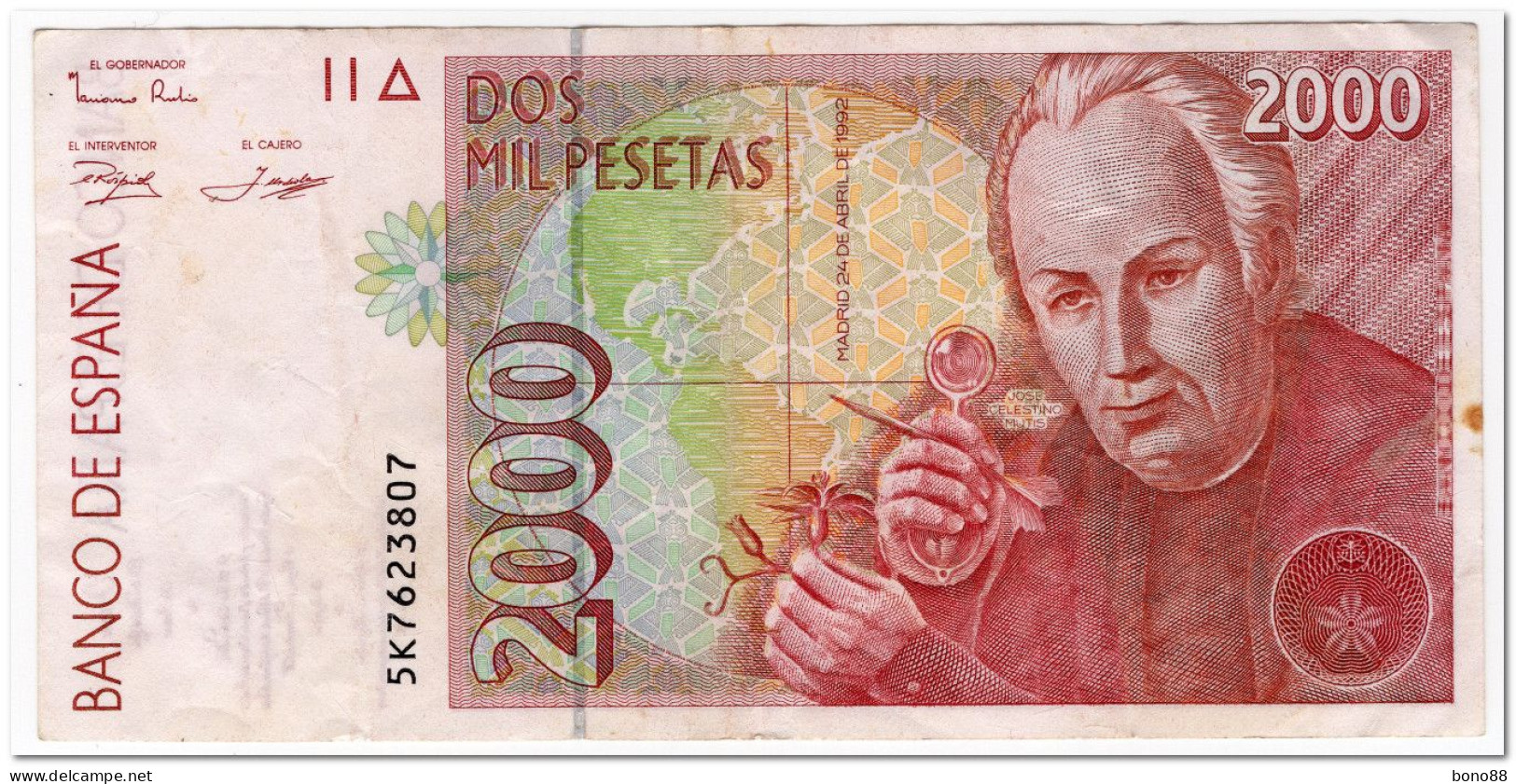 SPAIN,2000 PESETAS 1992 (1996),P.164,aVF - [ 4] 1975-… : Juan Carlos I