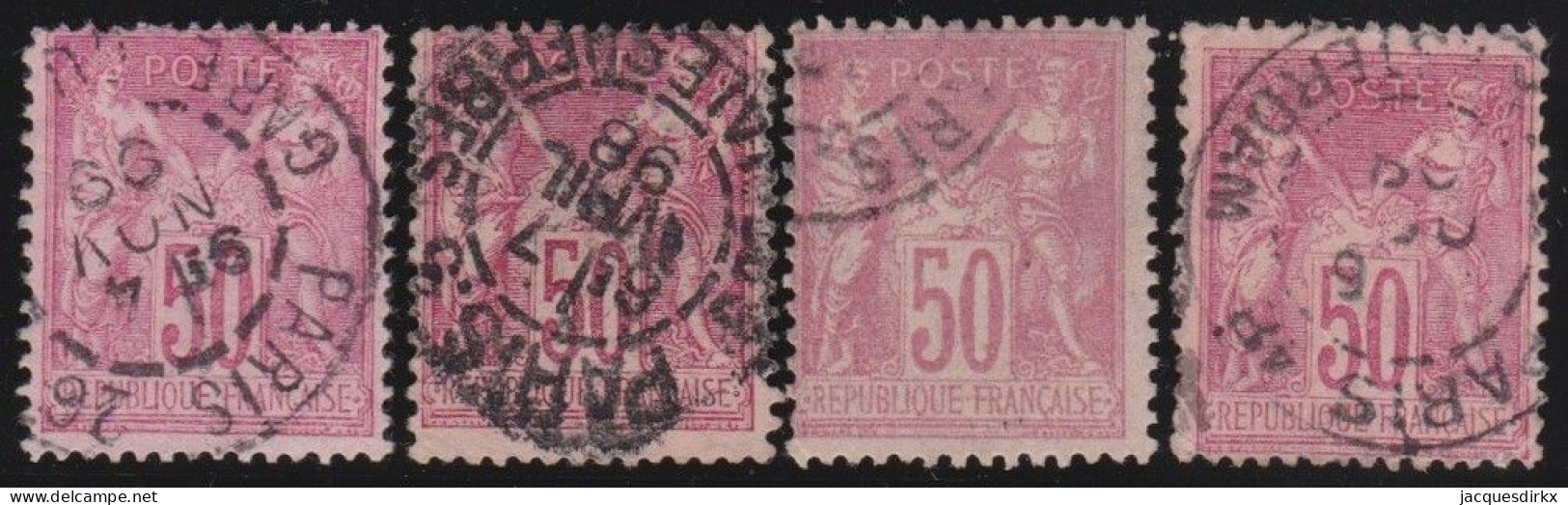 France  .  Y&T   .    98  4x    .     O      .     Oblitéré - 1876-1898 Sage (Type II)