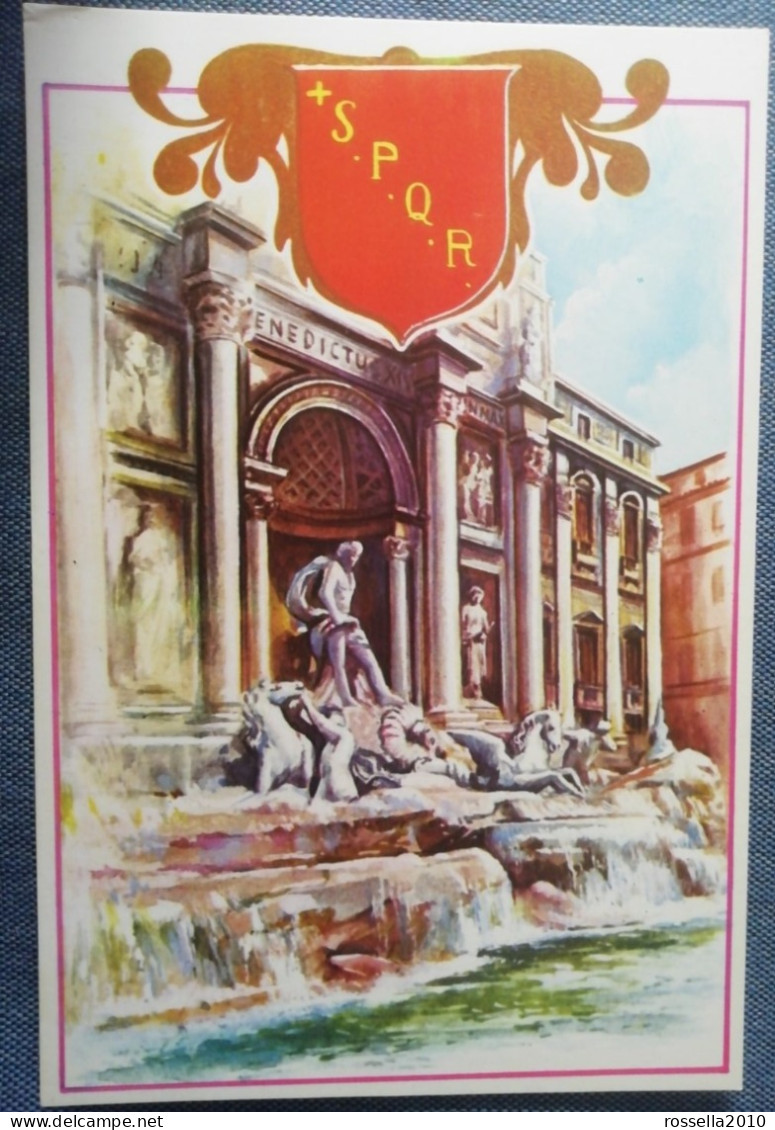 Cartolina ILLUSTRATA MAXIMUM CARD "ROMA" N.45 ITALIA ROMA FONTANA DI TREVI  Italy Postcard Italien Postkarte - Fontana Di Trevi