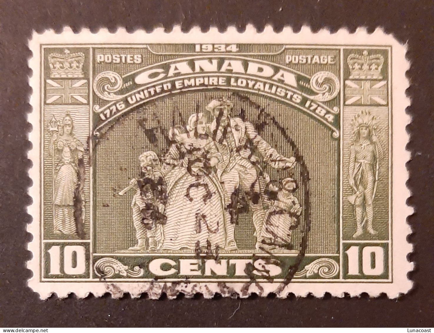 Canada 1934  USED Sc 209,    10c Loyalists Statue - Oblitérés