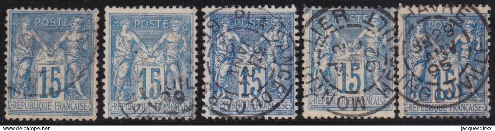 France  .  Y&T   .    101  5x       .     O      .     Oblitéré - 1876-1898 Sage (Type II)