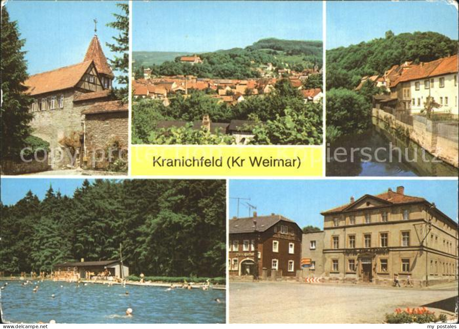 72337164 Kranichfeld Niederburg Teilansicht Oberschloss Schwimmbad Markt Kranich - Kranichfeld