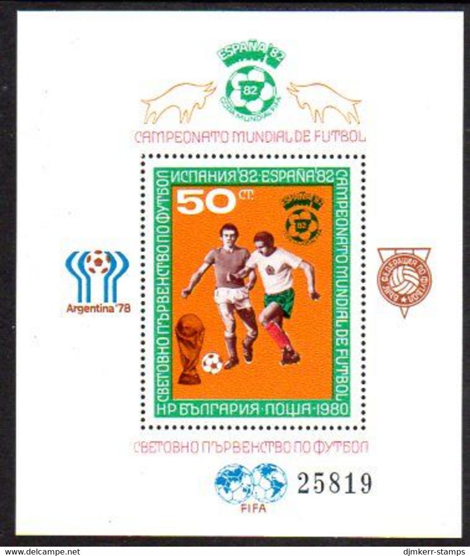 BULGARIA 1980 Football World Cup Block MNH / **..  Michel Block 104 - Blocs-feuillets