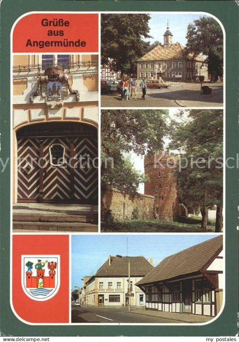 72337089 Angermuende Rathaus Portal Pulverturm Stadtmauer Rosenstrasse Angermuen - Angermünde