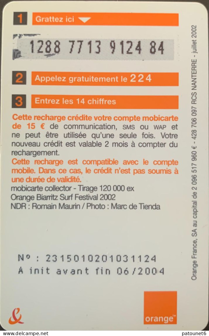 MBC 248  -  Biarritz 2002  -  15 E. - Cellphone Cards (refills)