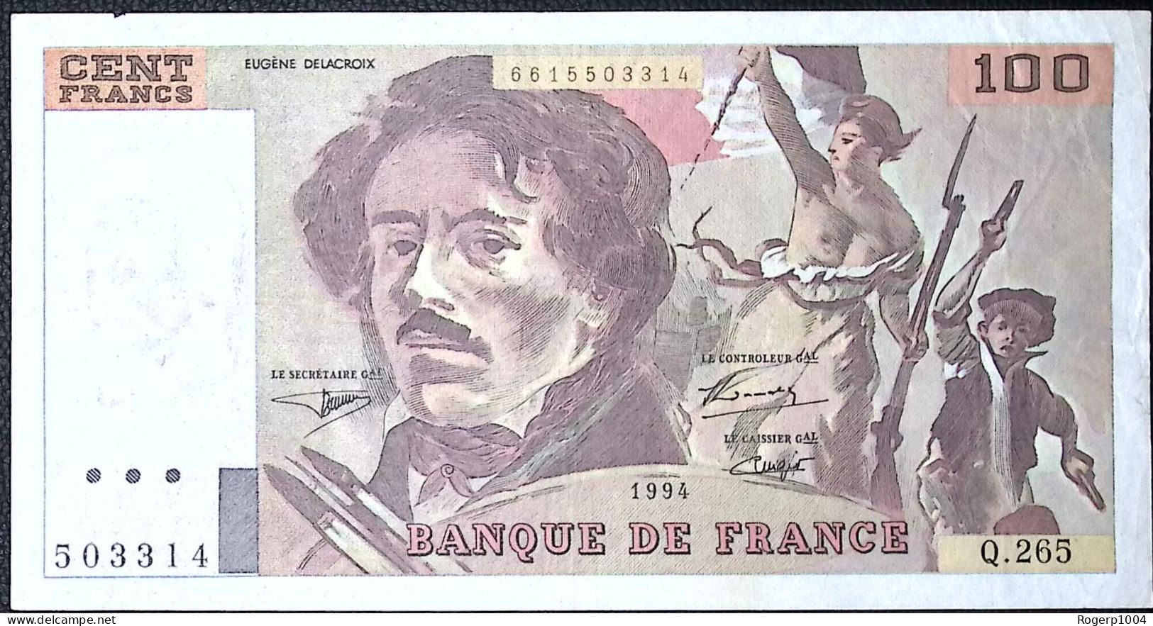 FRANCE * 100 Francs * Delacroix * 1994 * Fay 69Ter 01b * Etat/Grade TTB/VF * - 100 F 1978-1995 ''Delacroix''